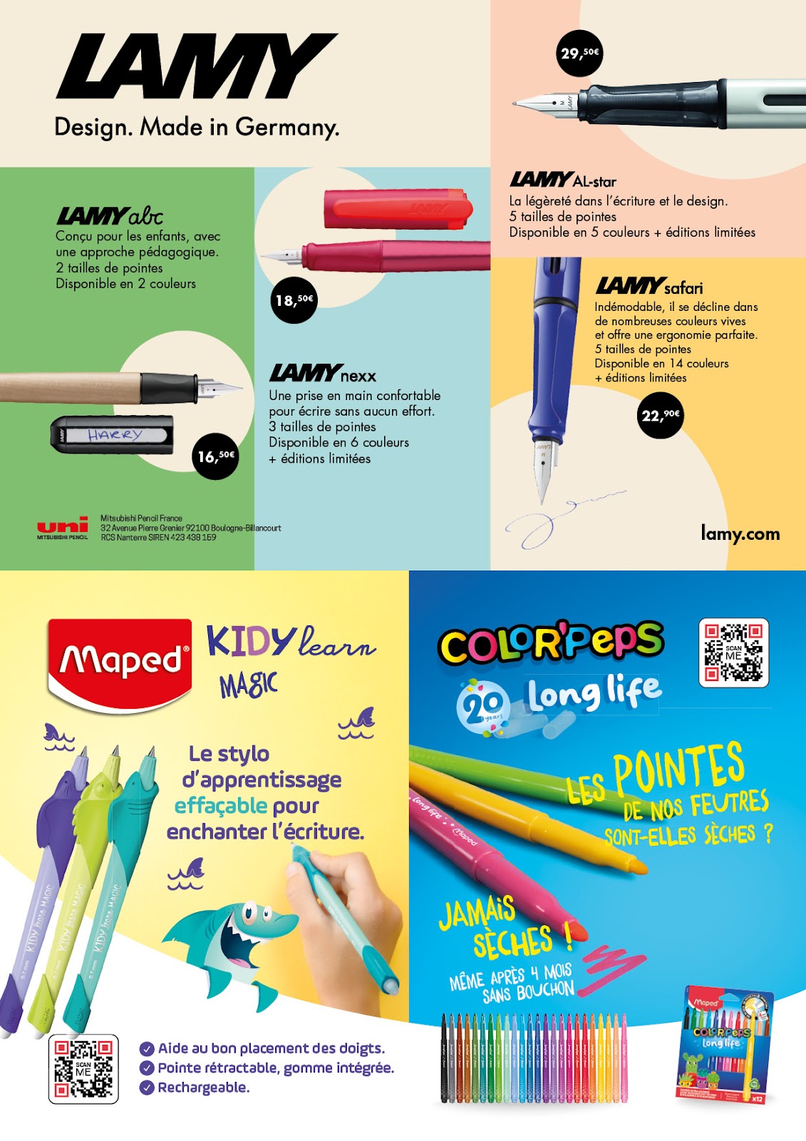Stylos LAMY et Maped