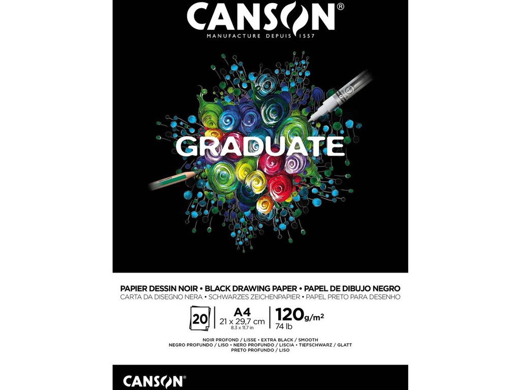 CANSON GRADUATE NOIR A4 120GR