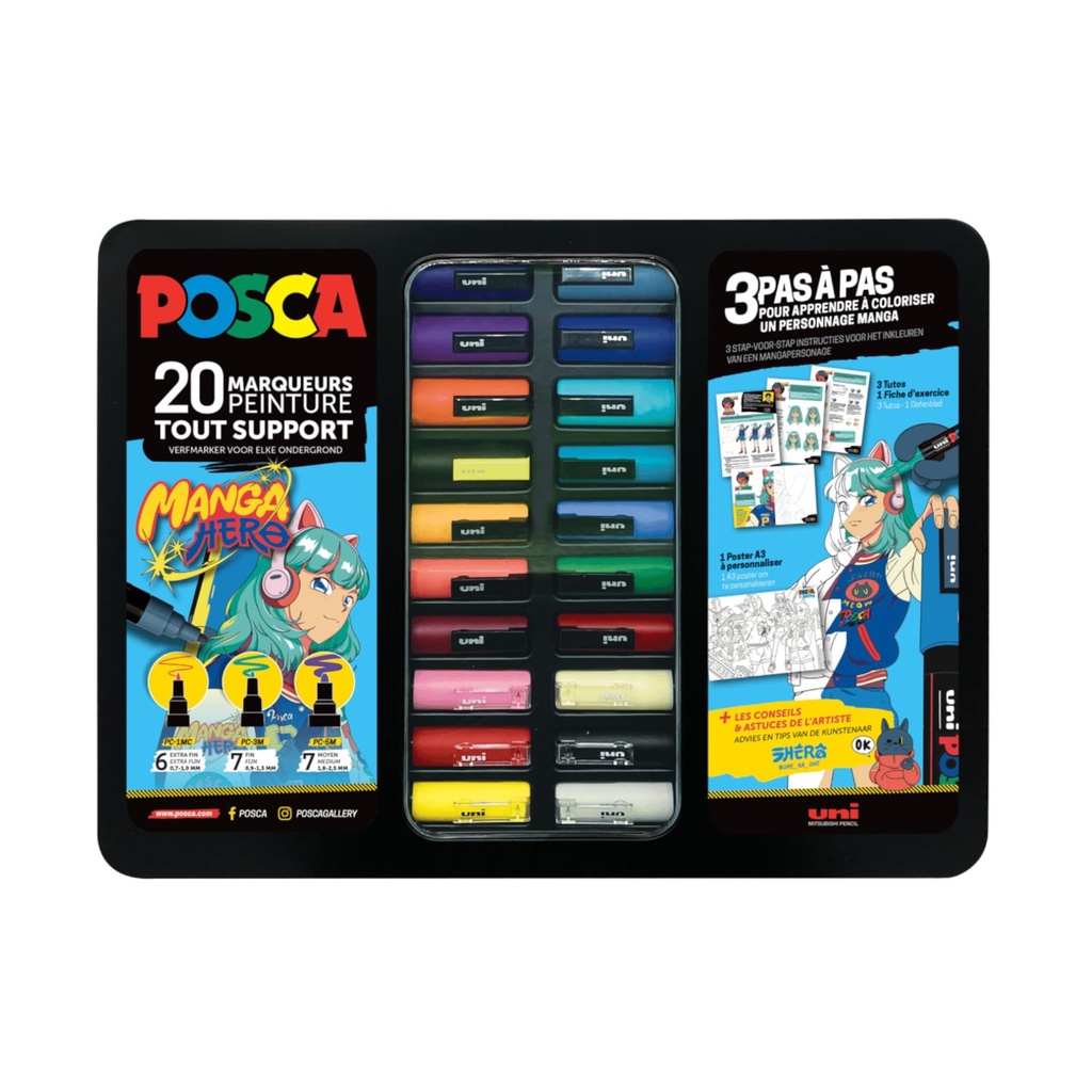 POSCA. pochette 20 MARQUEURS theme