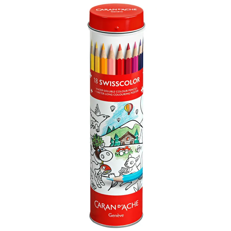 caran d'ache 18 swisscolor crayon + poster 