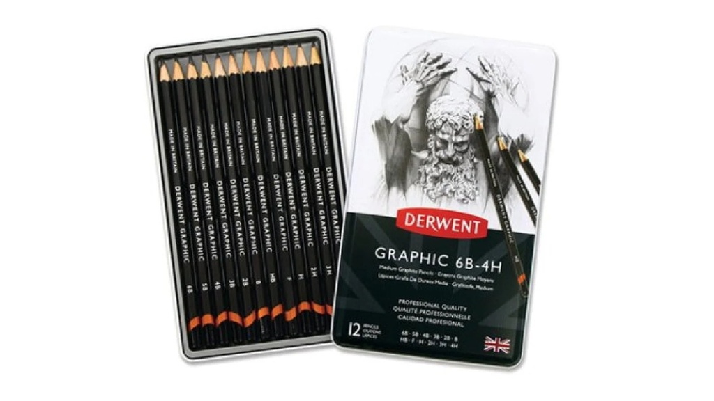 DERWENT  BOITR DE 12 CRAYON GRAPHIC 6B  4H