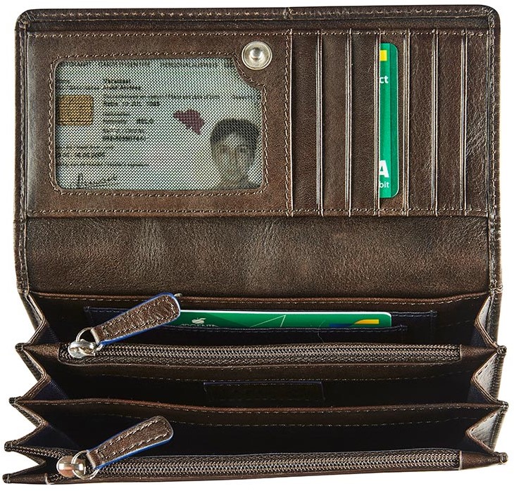 Portefeuille label m brun foncé