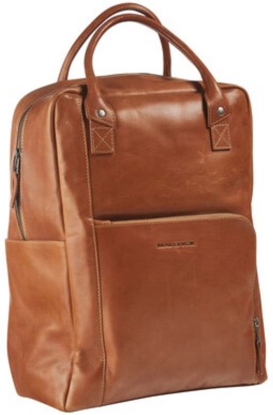 Badpack cuir laptop 15" cognac