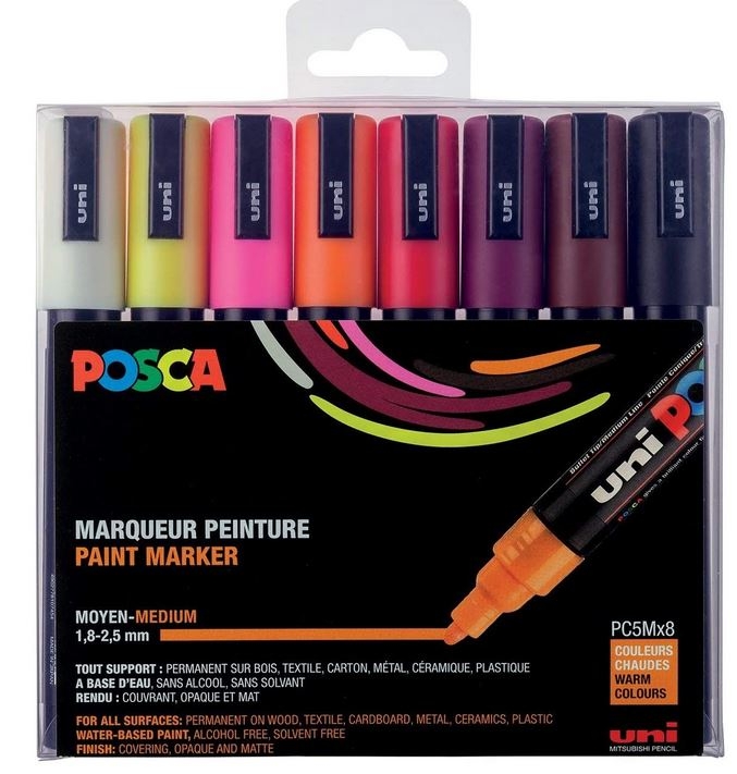 POSCA WARM COLOUR POCHETTE MOYEN (8)