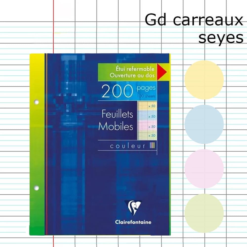 [1351] clairfontaine feuilles mobiles couleur  