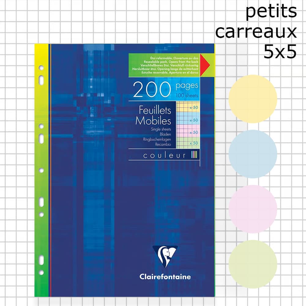 [175112] clairefontaine feuillet mobiles couleur 5x5 .200p