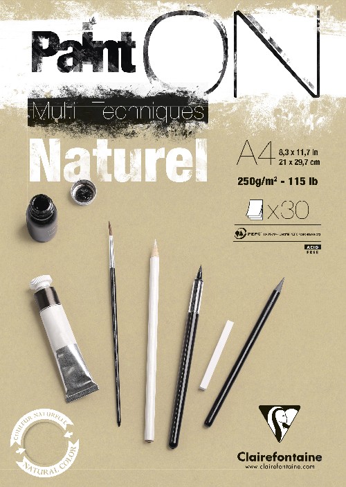 CLAIRFONTAINE PAINT ON MIX MEDIANATUREL A4 250gr