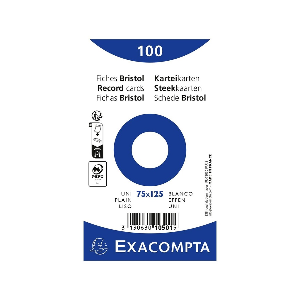 exacompta fiche blanche 75x125