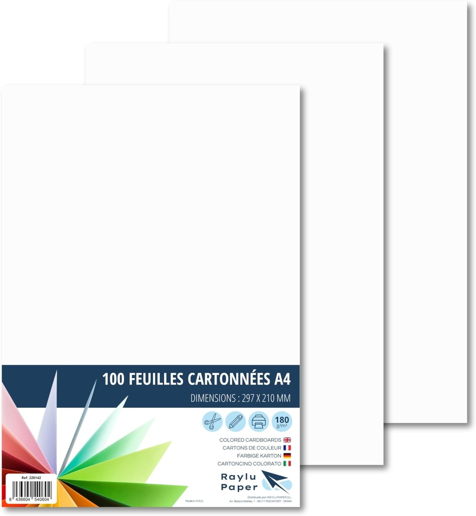 EXACOMPTA FICHE BRISTOL BLANCHE A4