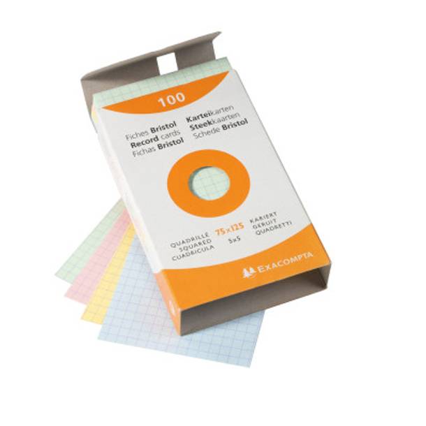 EXACOMPTA FICHE BRISTOL 5X5 COULEUR  75X125