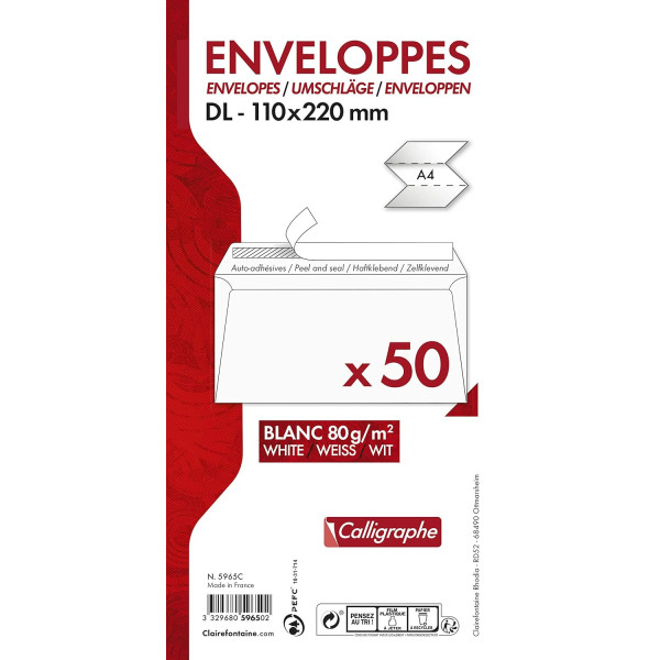 ENVELOPPE 110X220 50P