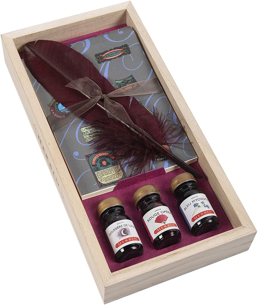 COFFRET BOIS ENCRE ET PLUME HERBIN 