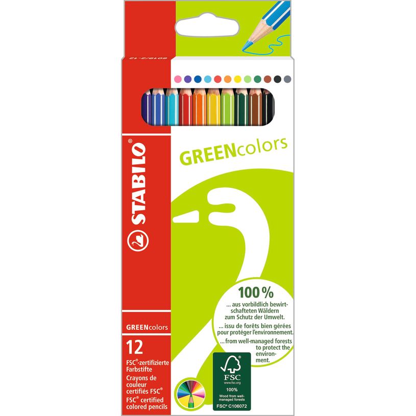 STABILO GREEN COLORS 12 