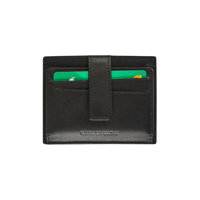 PORTE CARTE PRESSION NOIR MAVERICK 