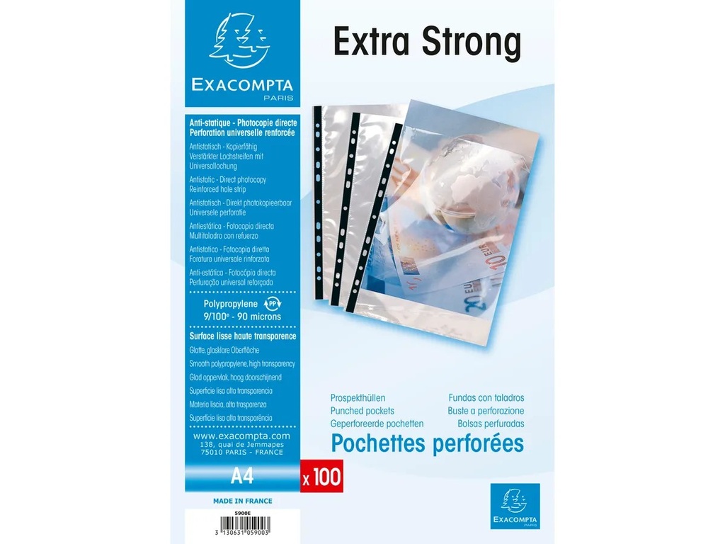 EXACOMPTA  pochettes perforees  extra strong 100x
