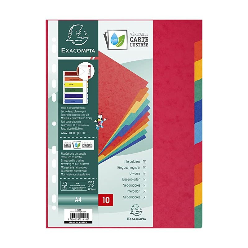 exacompta intercalaire carton 10 