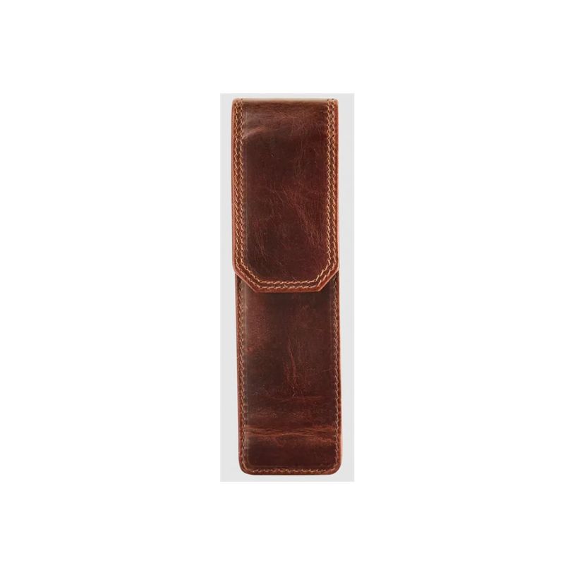 PORTE STYLO DOUBLE MAVERICK BRUN