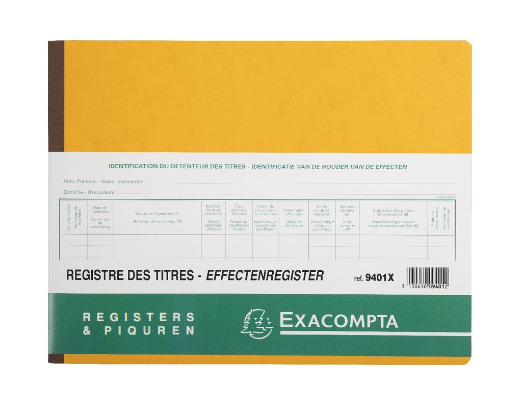 EXACOMPTA REGISTRE DES TITTRES