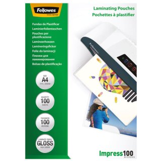 Fellowes pochettes à plastifié A4.100microns Boîte 100 pièces