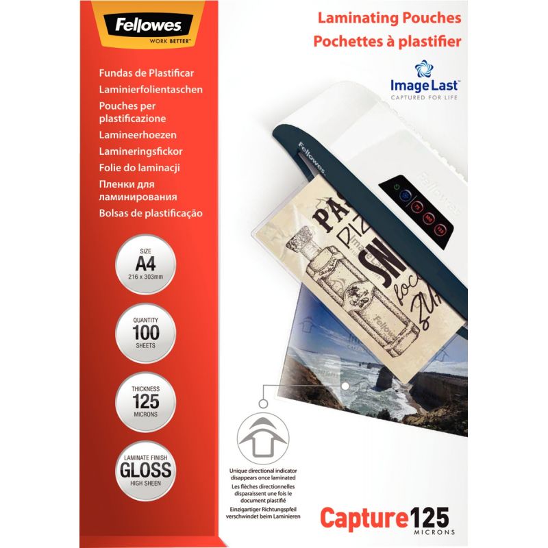 Fellowes pochettes à plastifier A4.125 microns Boîte 100 pièces