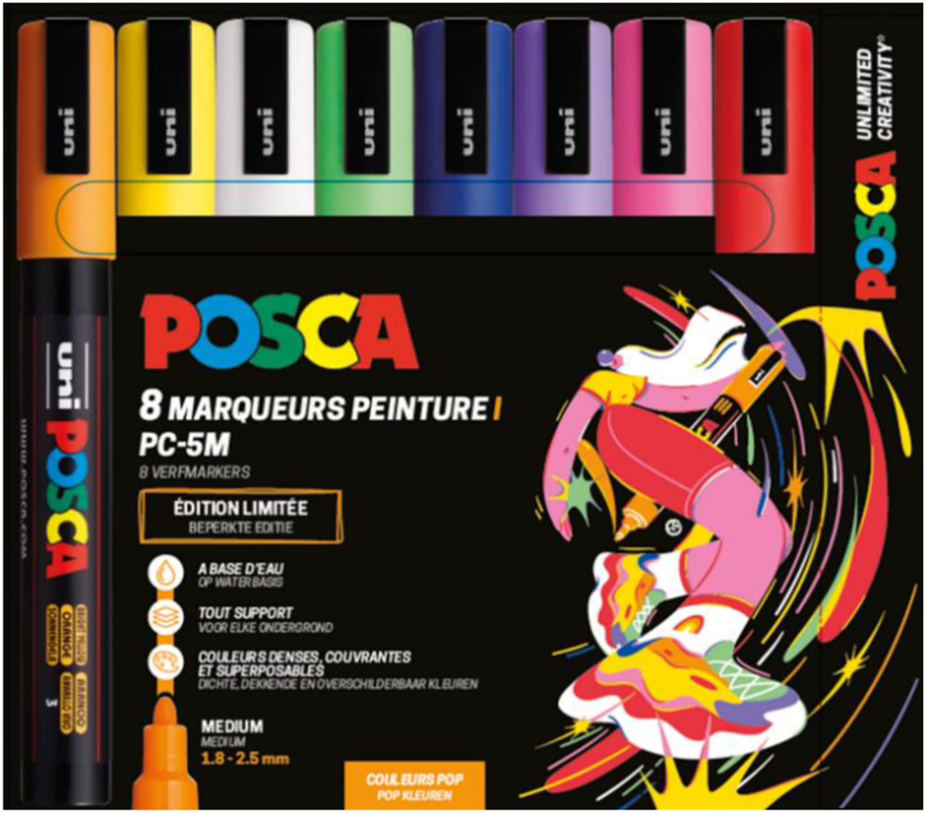 posca pochette de 8 pointe 5m edition limite (pimentmartin)