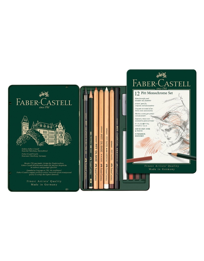 Faber-castell pitt monochrome set 12