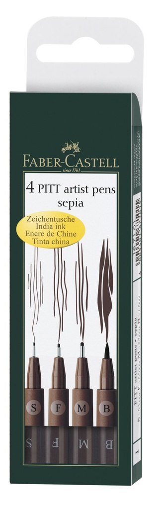 faber-castell pitt artist pen 4 set sepia 