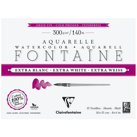 CLAIRFONTAINE AQUARELLE grain fin 20x15 300gr