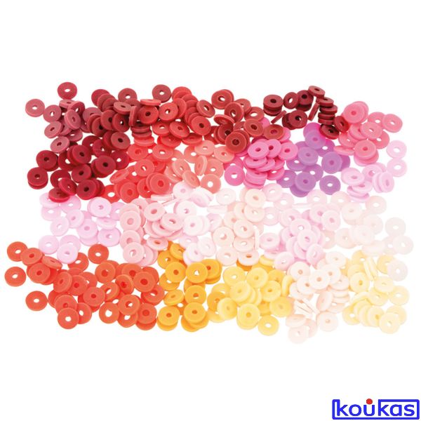 SET DE PERLES HEISHI ROUGES ROSES