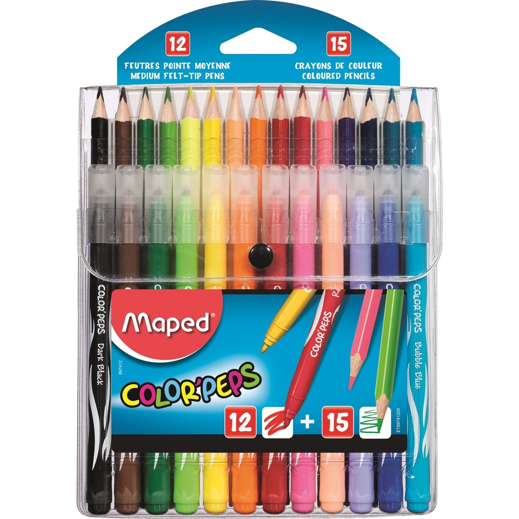 maped color peps crayons ( 15) plus marqueurs (12)