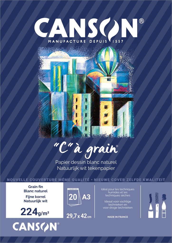 CANSON BLOC DE DESSIN A3 C A GRAIN 224 GR