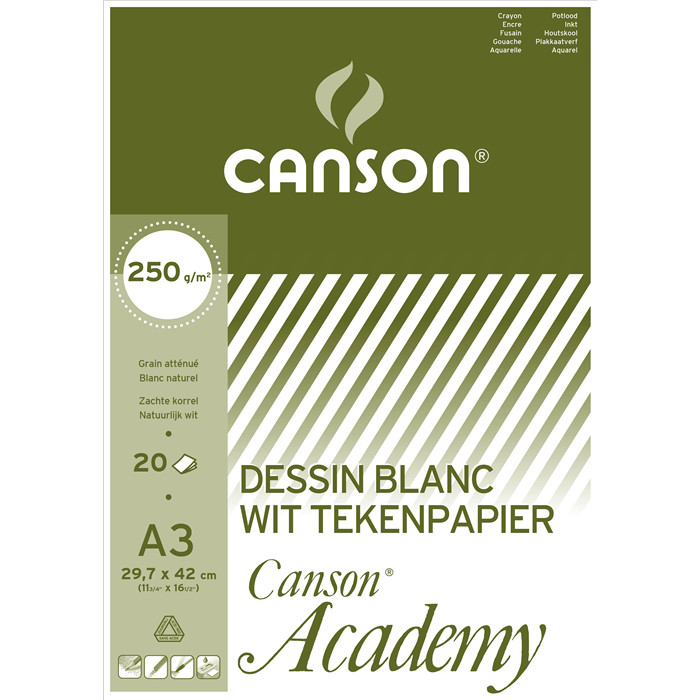 CANSON BLOC DE DESSIN A3 ACADEMY 250 GR