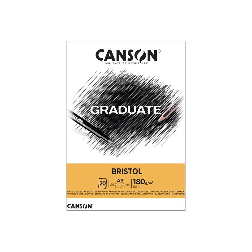 CANSON BLOC DE DESSIN A3 GRADUA BRISTOL 180 GR