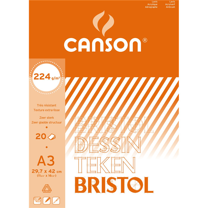 CANSON BLOC DE DESSIN A3 BRISTOL 224 GR 