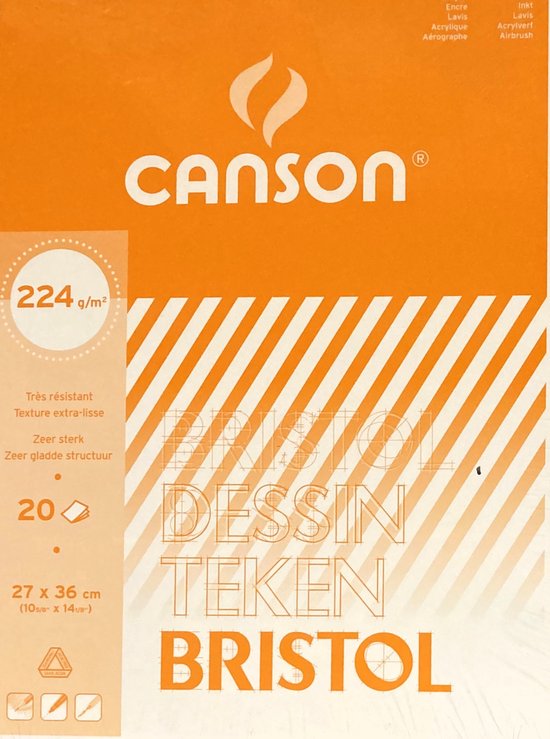 CANSON BLOC DE DESSIN 27X36 BRISTOL 224 GR