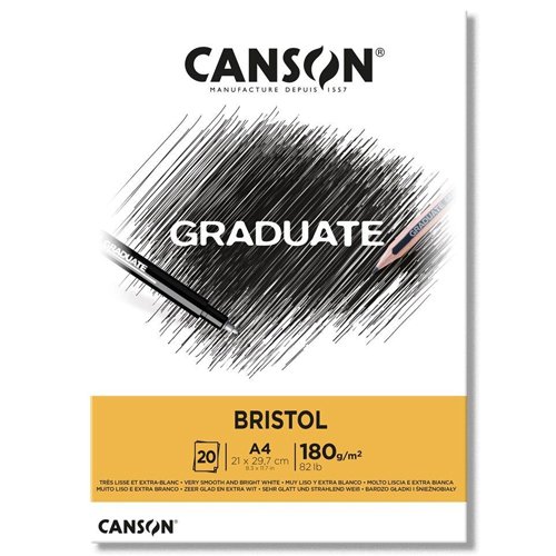 CANSON BLOC DE DESSIN A4 GRADUA BRISTOL 180 GR