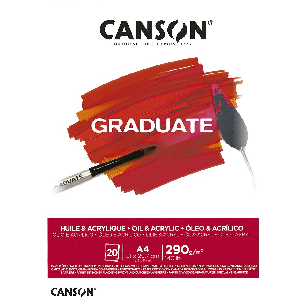 CANSON BLOC DESSIN A4 GRADUA HUILE ACRILIQHE 290 GR