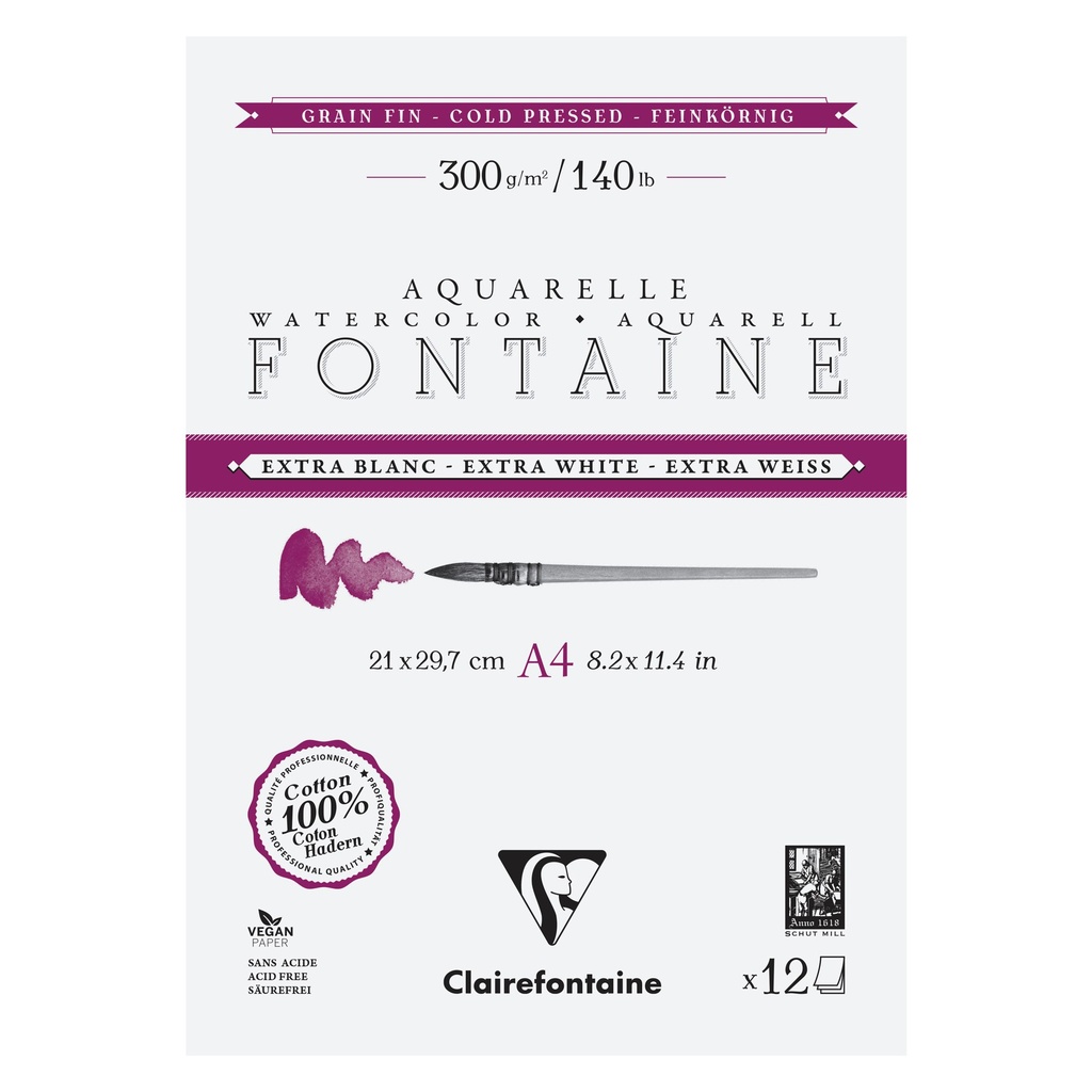 CLAIREFONTAIN BLOC DE DESSIN A4 A QUARELLE 300 GR