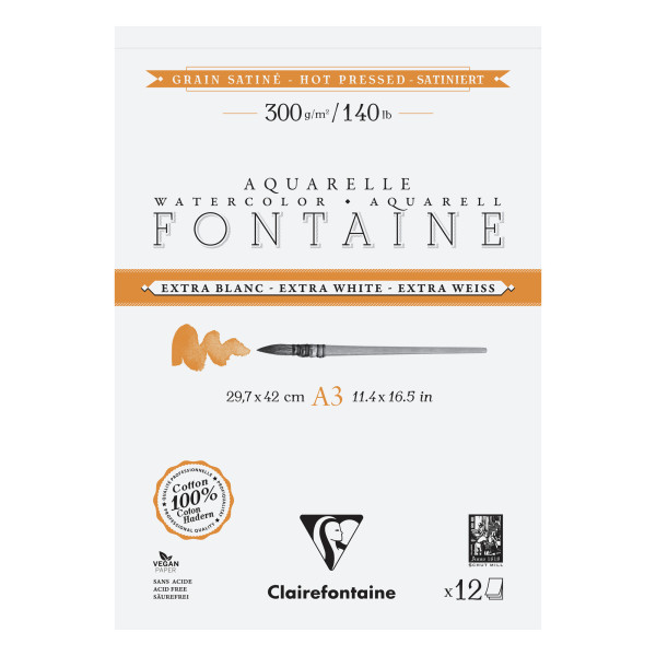 CLAIREFONTAINE BLOC DE DESSIN A3 AQUARELLE 300 GR