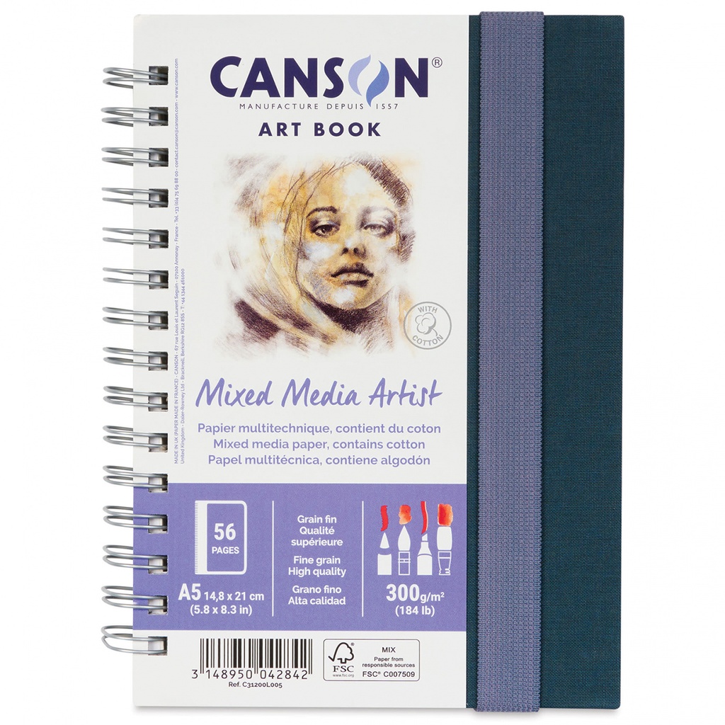 CANSON CARNET SPIRAL A5 MIX MEDIA 300 GR
