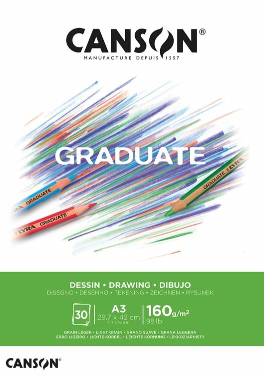 CANSON BLOC A3 DE DESSIN GRADUATE 160 GR