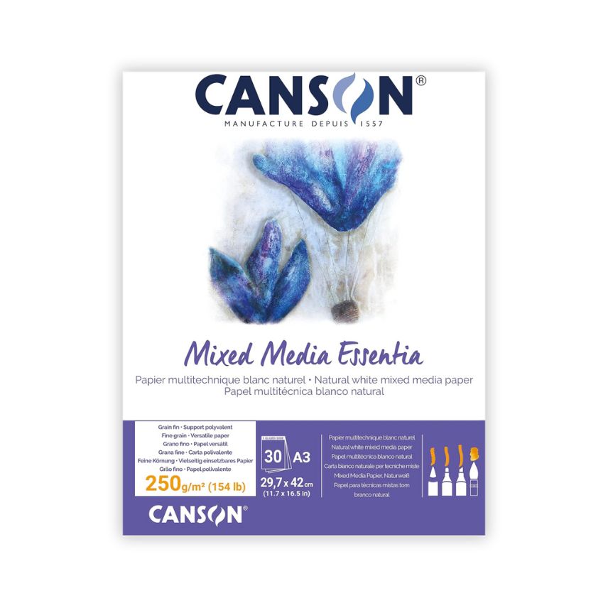 CANSON BLOC DESSIN A3 MIXE MEDIA ESSENTIA 250 GR