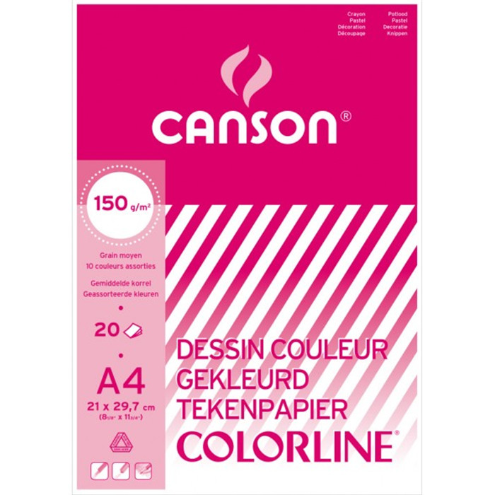 CANSON BLOC A3 DESSIN COULEUR 150 GR