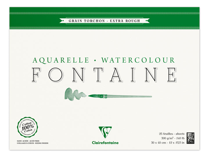CLAIREFONTAINE BLOC DE DESSIN AQUARELLE GR TORCHON  42X56